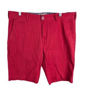 Mens Original Islandia Red Chino Shorts 100% Cotton 10" Inseam Flat Front 38